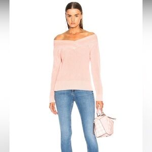 rag & bone | Women's Dawn Off The Shoulder Long Sleeve Sweater Size Medium Pink